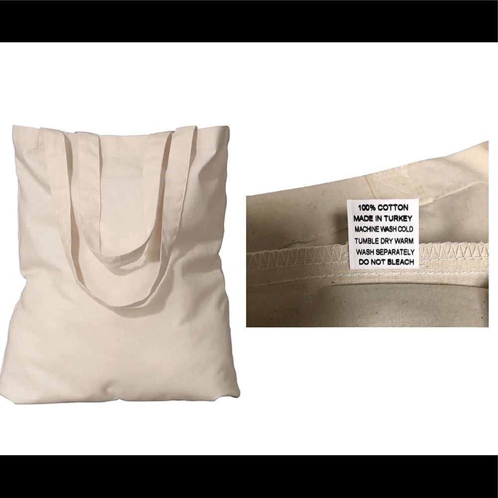(12 PACK) Washable 100% Turkish Cotton Tote Bags